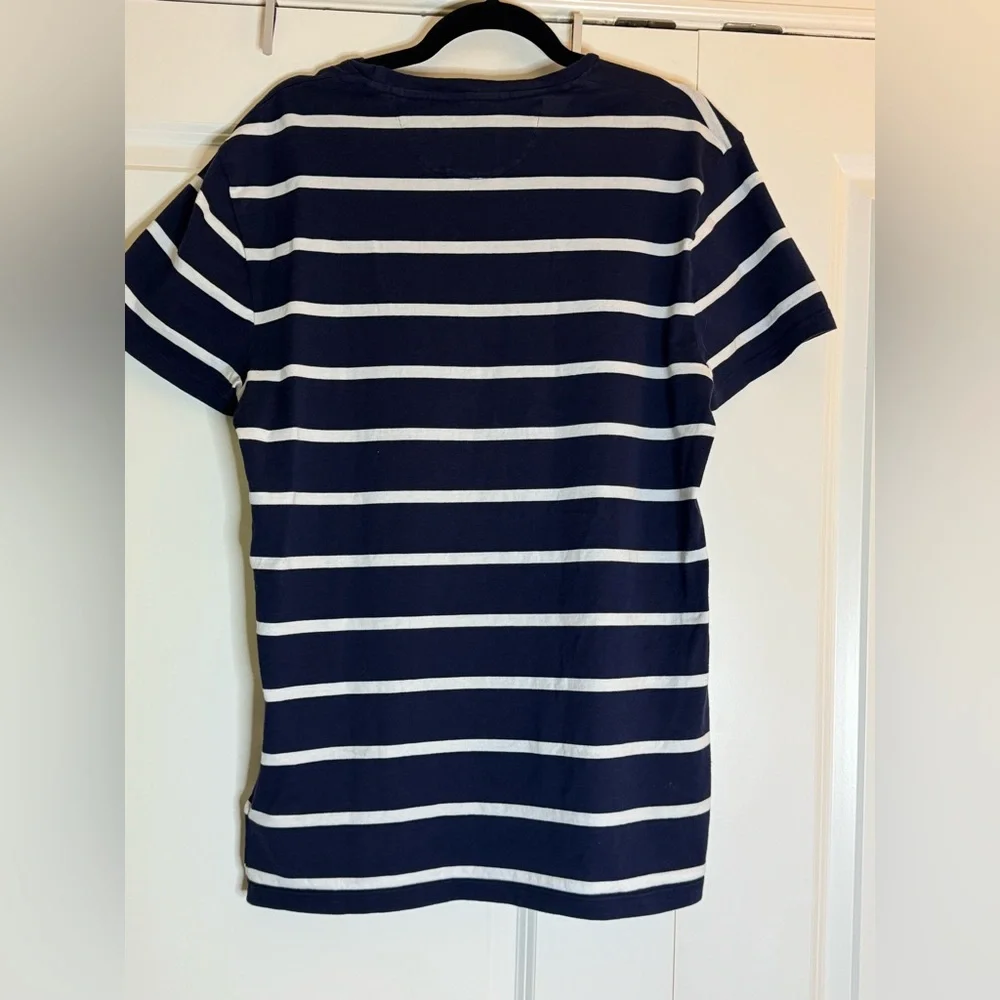 Polo Ralph Lauren Striped T Shirt USA Made‎ Olympic Men L Navy White